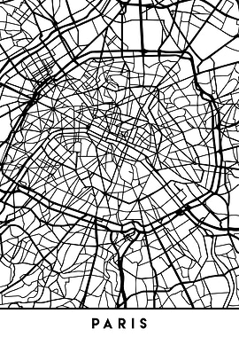 Paris France Map Black