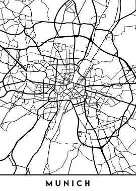 Munich Map Germany Black