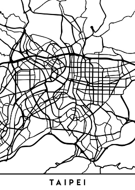 Taipei Map Taiwan Black