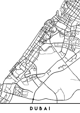 Dubai Map UAE Black