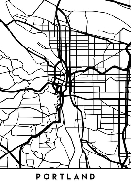 Portland Map Oregon Black