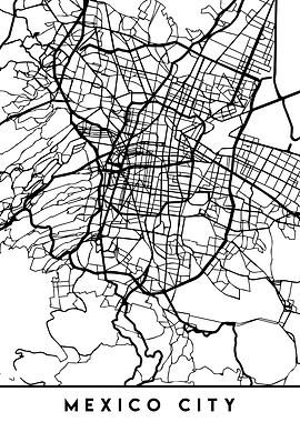 Mexico City Map Black