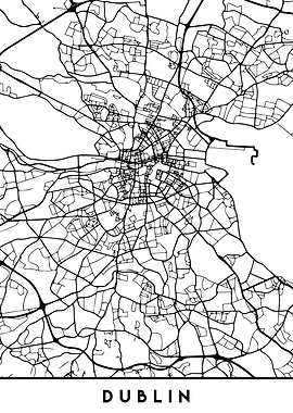 Dublin Map Ireland Black