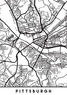 Pittsburgh Map Black