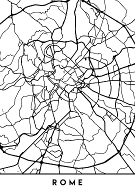 Rome Map Italy Black