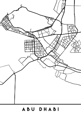 Abu Dhabi Map UAE Black