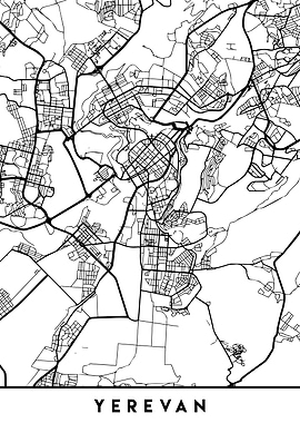Yerevan Map Armenia Black