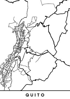 Quito Map Ecuador Black