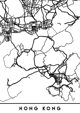 Hong Kong Map Black
