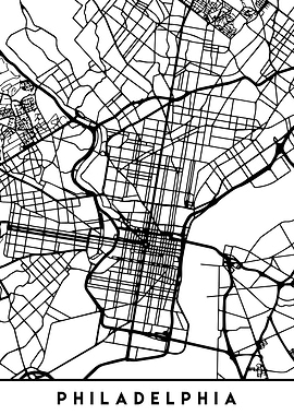 Philadelphia Map Black
