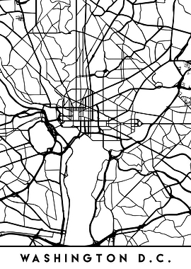 Washington DC Map Black