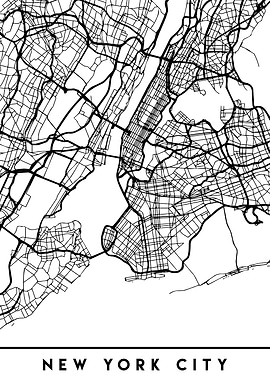 New York Map Black
