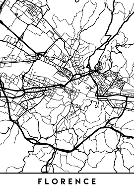 Florence Map Italy Black