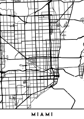 Miami Map Florida Black