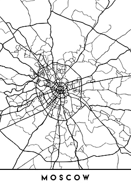 Moscow Map Russia Black