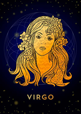Virgo Zodiac golden