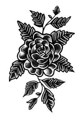 Black Work Flower art