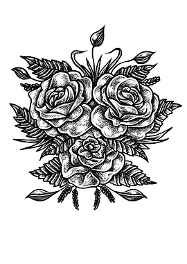 Black Work Flower art