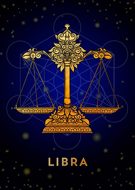 Libra Zodiac golden