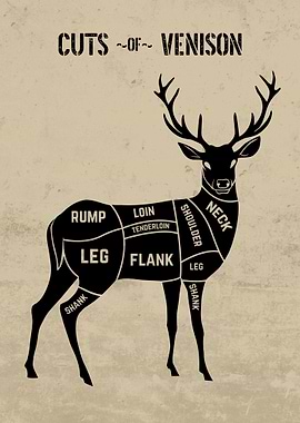Cuts of Venison Chart BW