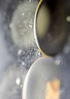Oil bubbles on water macro