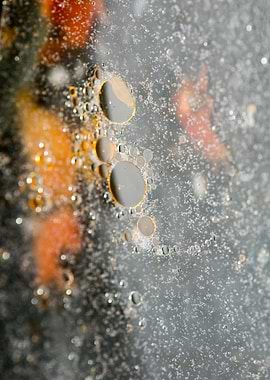 Oil bubbles on water macro