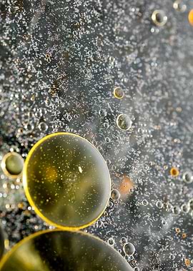 Oil bubbles on water macro