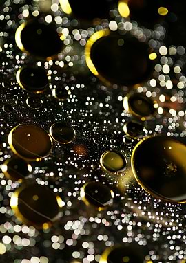 Oil bubbles on water macro