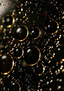 Oil bubbles on water macro