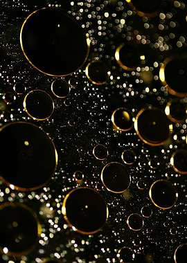 Oil bubbles on water macro