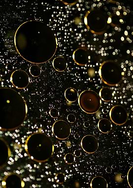 Oil bubbles on water macro