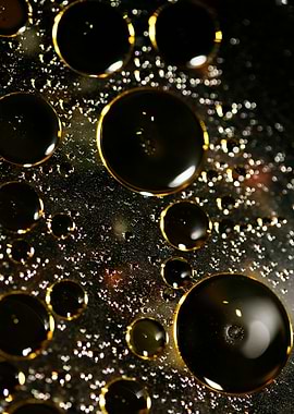 Oil bubbles on water macro