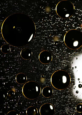 Oil bubbles on water macro