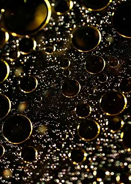 Oil bubbles on water macro