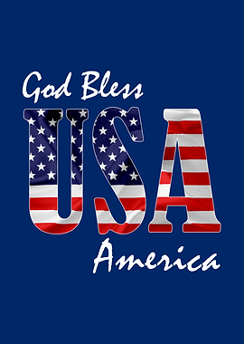 God Bless America on blue
