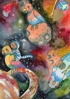 Nymph birds in space