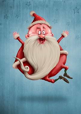 Santa jumps and beats heel