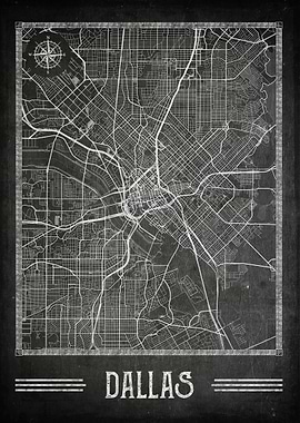 Dallas chalkboard map