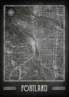 Portland chalkboard map