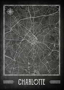 Charlotte chalkboard map