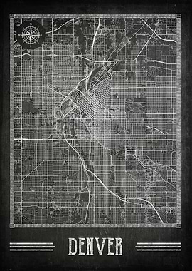 Denver chalkboard map