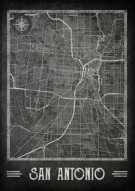 San Antonio chalkboard map