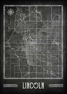Lincoln chalkboard map
