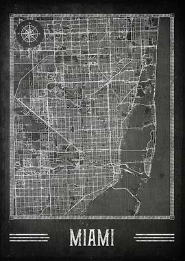 Miami chalkboard map