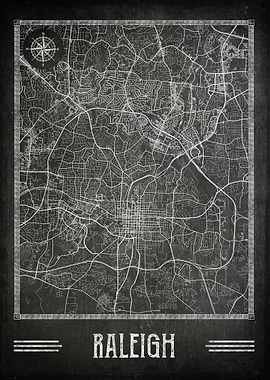 Raleigh chalkboard map