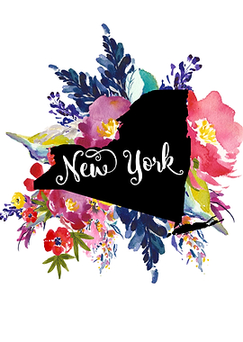 New York state map floral