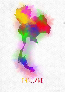Thailand Watercolor Map