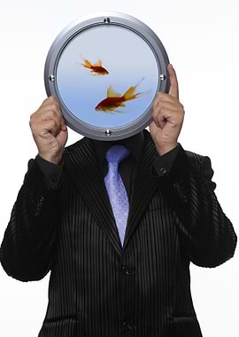 man with fish in his face