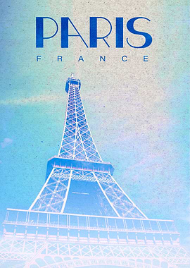 Blue Paris vintage poster