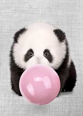 baby panda pink gum poster